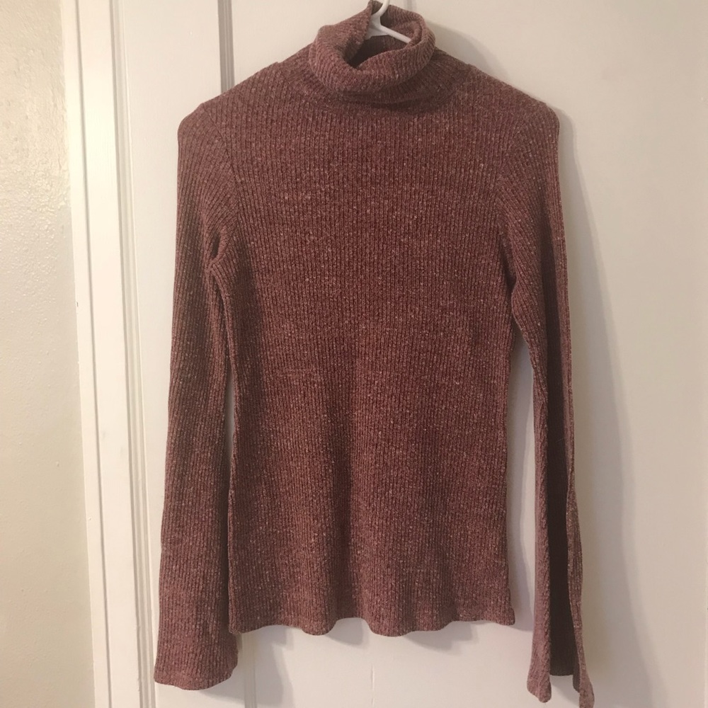 Bell Sleeve Maroon Turtleneck